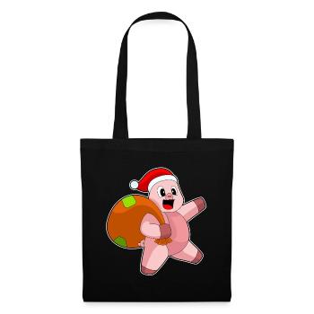 Schwein Weihnachten Weihnachtssack - Stoffbeutel - Schwarz - Vorne