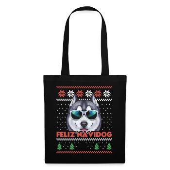 Husky sibérien Feliz Navidog Noël moche - Sac en tissu - noir - Devant