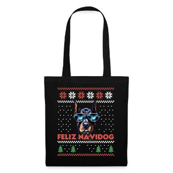 Cool Doberman Chien Feliz Navidog Noël moche - Sac en tissu - noir - Devant