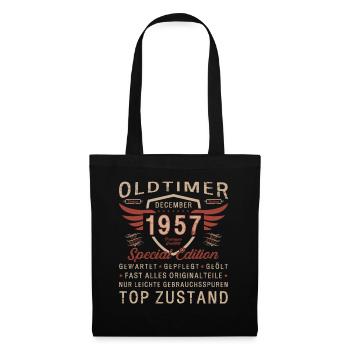 66. Geburtstag Oldtimer Dezember Jahrgang 1957 - Stoffbeutel - Schwarz - Vorne