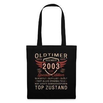 20. Geburtstag Oldtimer Dezember Jahrgang 2003 - Stoffbeutel - Schwarz - Vorne