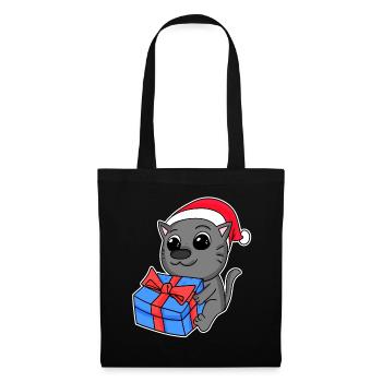 Chat Noël - Sac en tissu - noir - Devant