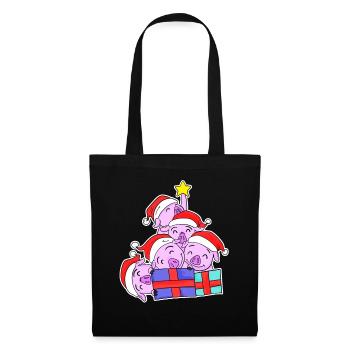 Pig Pigs Christmas Tree Christmas - Tote Bag - black - Front