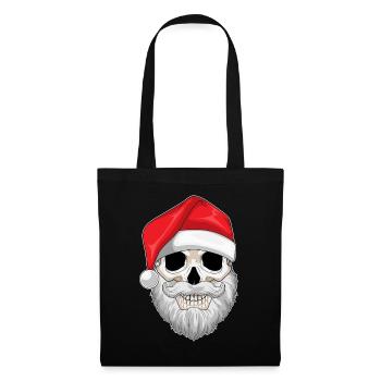 Weihnachtsmann Weihnachten Totenkopf  - Stoffbeutel - Schwarz - Vorne