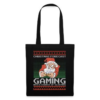 Funny Christmas Forecast Gaming Santa Ugly Xmas - Stoffbeutel - Schwarz - Vorne