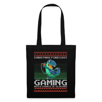 Funny Christmas Forecast Gaming T-Rex Ugly Xmas - Tote Bag - black - Front