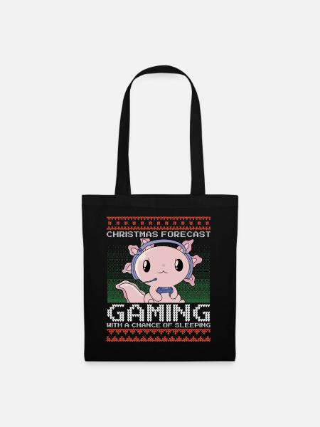 Funny Christmas Forecast Gaming Axolotl Ugly Xmas - Tote Bag - black