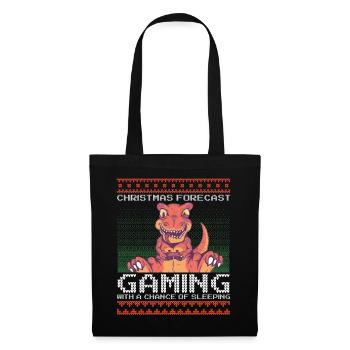 Funny Christmas Forecast Gaming T-Rex Ugly Xmas - Tote Bag - black - Front