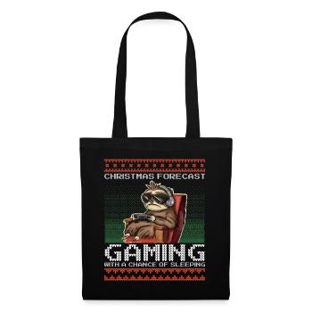 Funny Christmas Forecast Gaming Faultier Ugly Xmas - Stoffbeutel - Schwarz - Vorne