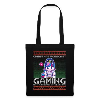 Funny Christmas Forecast Gaming Unicorn Ugly Xmas - Tote Bag - black - Front