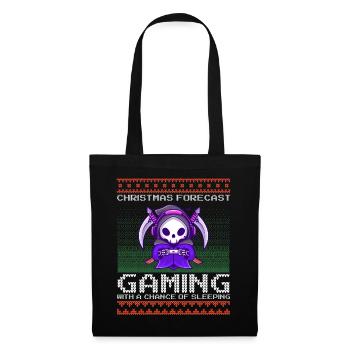 Funny Christmas Forecast Gaming Reaper Ugly Xmas - Stoffbeutel - Schwarz - Vorne