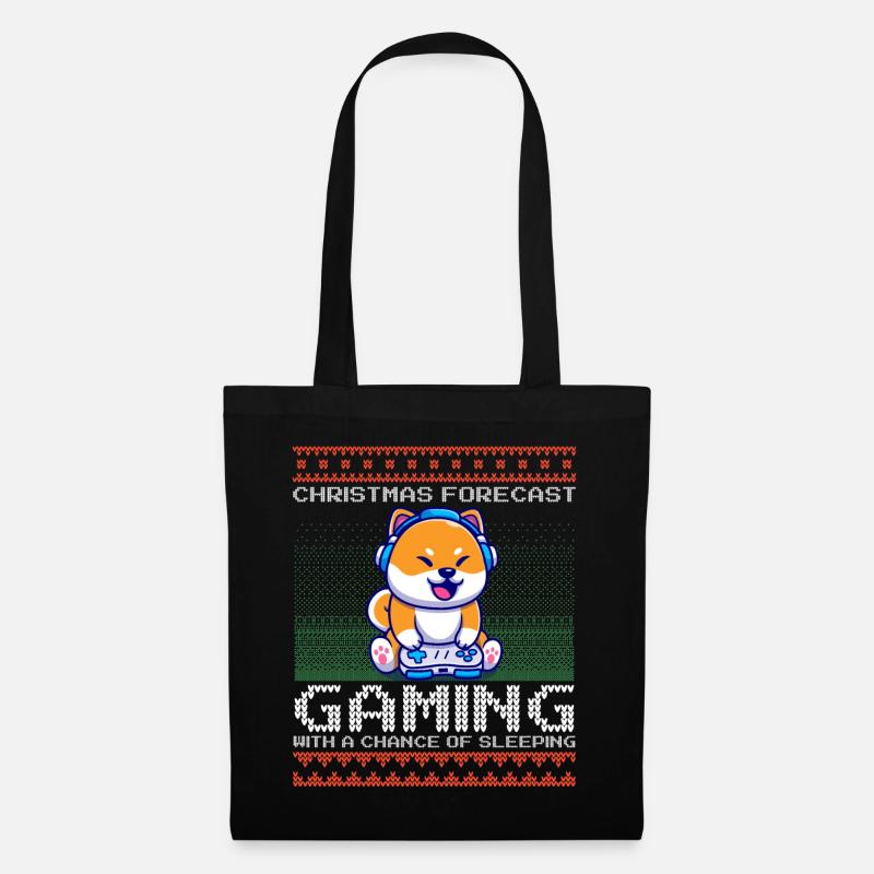 Funny Christmas Forecast Gaming Shiba Inu Ugly - Stoffbeutel - Schwarz