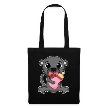 Baby Schwarzer Panther Motiv - Stoffbeutel - Schwarz - Vorne