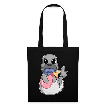 Motif bébé lion de mer - Sac en tissu - noir - Devant