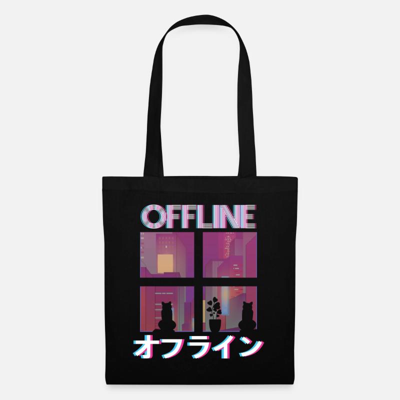 80er Retro Vaporwave Ästhetik offline - Stoffbeutel - Schwarz