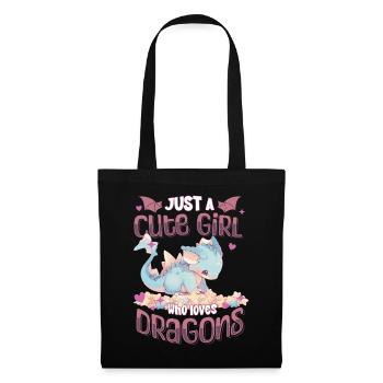 Just a cute Girl who loves Dragons - Kawaii Dragon - Tote Bag - black - Front