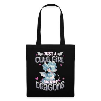 Juste une fille mignonne qui aime les dragons - Kawaii Dragon - Sac en tissu - noir - Devant