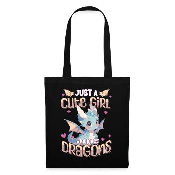 Juste une fille mignonne qui aime les dragons - Kawaii Dragon - Sac en tissu - noir - Devant