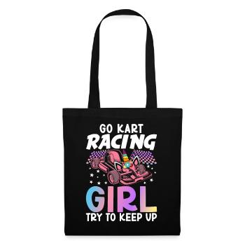 Weibliche Go Kart-Rennfahrerin Go Karting Girl - Stoffbeutel - Schwarz - Vorne