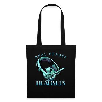 Les vrais héros portent des casques Funny Gamer Boys & Kids - Sac en tissu - noir - Devant