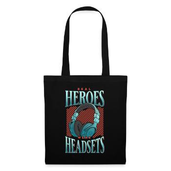 Les vrais héros portent des casques Funny Gamer Boys & Kids - Sac en tissu - noir - Devant