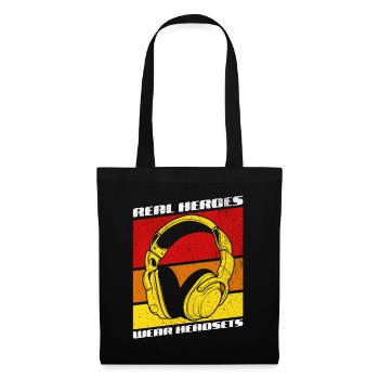 Les vrais héros portent des casques Funny Gamer Boys & Kids - Sac en tissu - noir - Devant