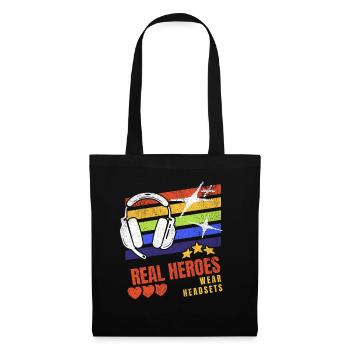 Les vrais héros portent des casques Funny Gamer Boys & Kids - Sac en tissu - noir - Devant