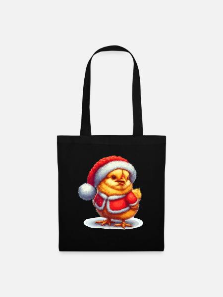 Weihnachtshemd Küken im Weihnachtsoutfit Weihnachten - Stoffbeutel - Schwarz