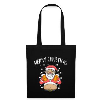Weihnachtsmann Weihnachten Bier - Stoffbeutel - Schwarz - Vorne
