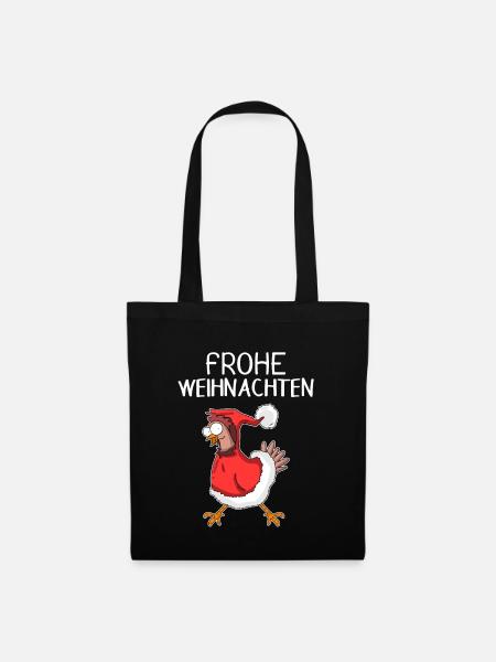 Weihnachtshuhn Frohe Weihnachten Huhn - Stoffbeutel - Schwarz