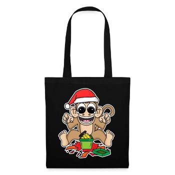 Monkey with Christmas hat - Tote Bag - black - Front