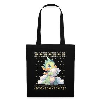 Kawaii Dragon in Ugly Christmas Sweater Style - Tote Bag - black - Front