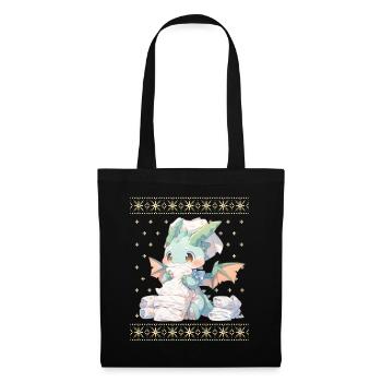 Kawaii Dragon in Ugly Christmas Sweater Style - Tote Bag - black - Front