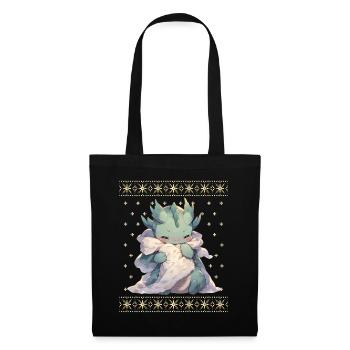 Kawaii Dragon in Ugly Christmas Sweater Style - Tote Bag - black - Front