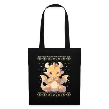 Kawaii Dragon in Ugly Christmas Sweater Style - Tote Bag - black - Front