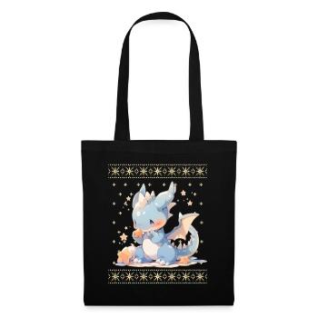 Kawaii Dragon in Ugly Christmas Sweater Style - Tote Bag - black - Front
