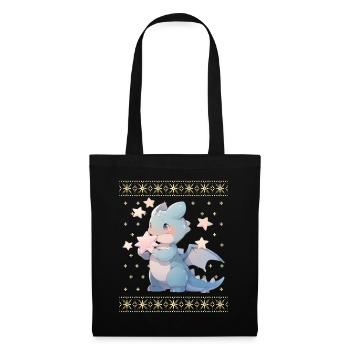 Kawaii Dragon in Ugly Christmas Sweater Style - Tote Bag - black - Front