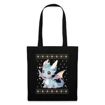 Kawaii Dragon in Ugly Christmas Sweater Style - Tote Bag - black - Front