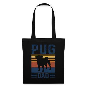 Pug Dad Dog Vintage Retro - Stoffbeutel - Schwarz - Vorne