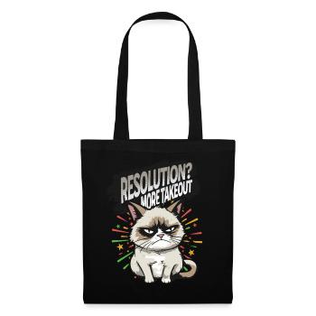 More Takeout - Angry Cat Happy New Year Pajamas - Tote Bag - black - Front