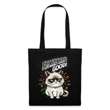 Plus près de la mort - Pyjama Angry Cat Happy New Year - Sac en tissu - noir - Devant