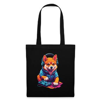 Gaming Shiba Dog Nerd with Retro Controller - Tote Bag - black - Front