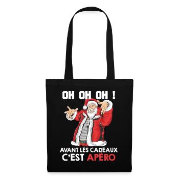OH OH OH Cadeaux Apéro Humour Noël Famille Pull - Sac en tissu - noir - Devant