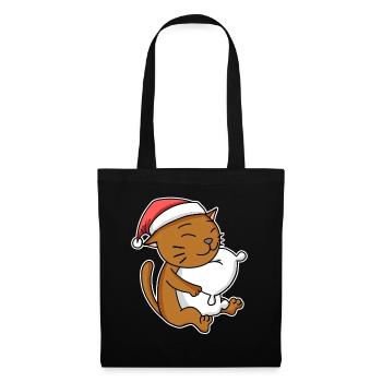 Cat, Cute, Abyssinian Cat, Tired, Christmas - Tote Bag - black - Front