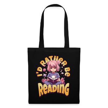 I'd rather be reading Kawaii Anime Girl Bookworm - Tote Bag - black - Front