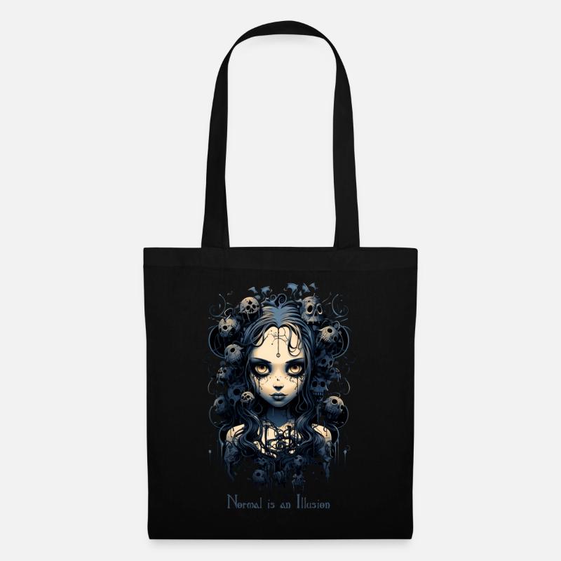 Gothic Girl Spruch Normal is an Illusion - Stoffbeutel - Schwarz