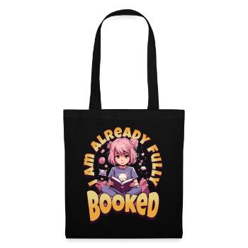 Fully Booked - Kawaii Anime Girl for Bookworms - Tote Bag - black - Front