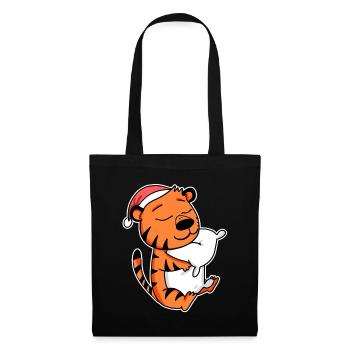 Tigre Mignon Fatigué Noël - Sac en tissu - noir - Devant