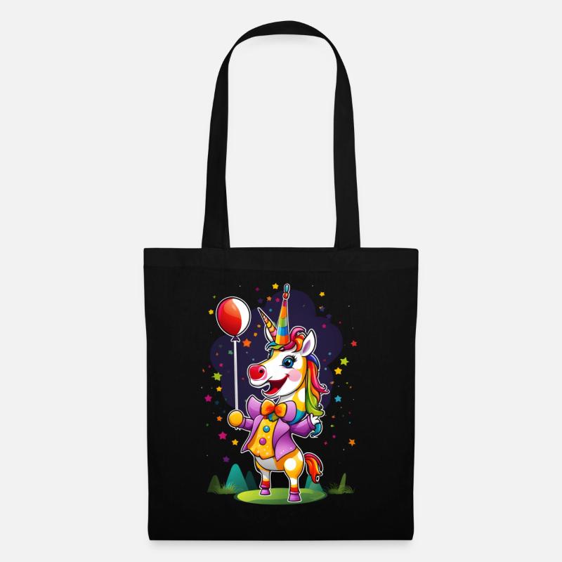Clown Einhorn Unicorn - Stoffbeutel - Schwarz