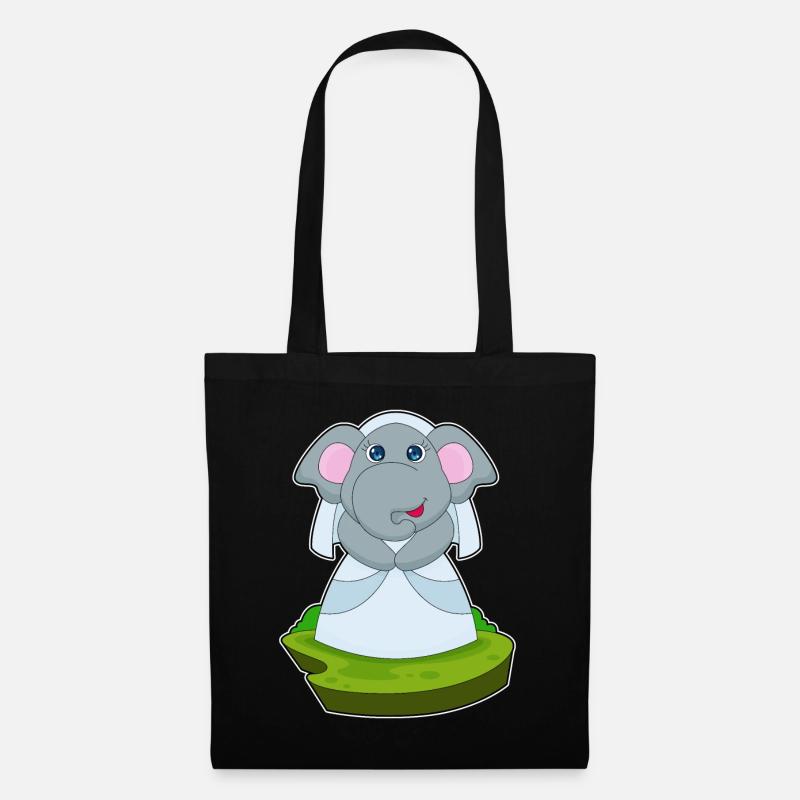 Elefant Braut Schleier Hochzeit - Stoffbeutel - Schwarz